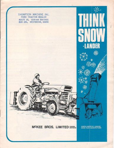Equipment Brochure - McKee Bros - Snow-lander Snow Plows Blower Tractors (E1432)