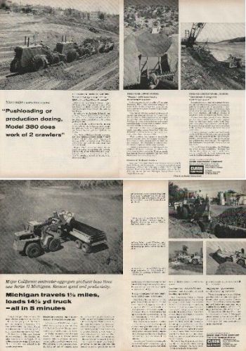1963 - 2 dbl-pg ads for Michigan 380 Dozers/175A Loaders, 4 companies/7 photos