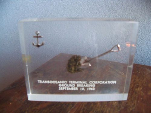 Transoceanic terminal corporation ground breaking paperweight souvenir sept 1963 for sale