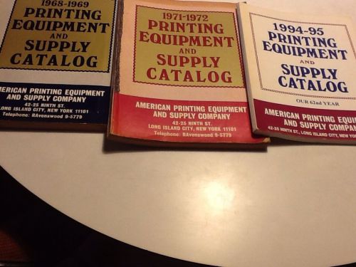 3 Rare Vintage &#034;Printing Equipment And Supply Catalogs&#034;! 1968-&#039;95- A Good Buy!