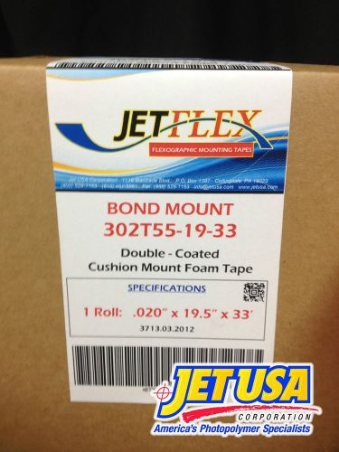 Jetflex flexo mounting tape: bound mount 302t55-19-33 / .020&#034; x 19&#034; x 33&#039; for sale