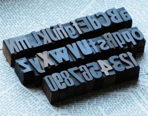 A-Z +  0-9 alphabet number letterpress wood printing blocks wooden old vintage