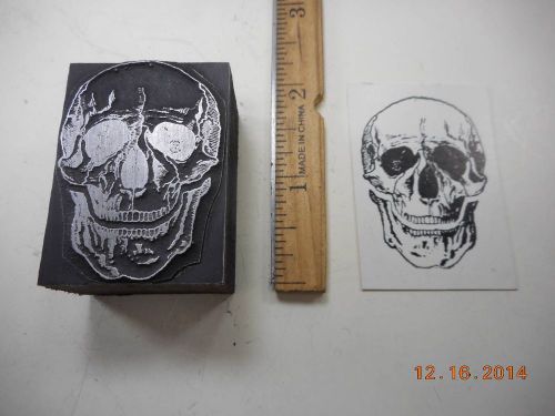 Letterpress Printing Printers Block, Human Skull, Front view
