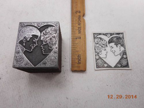 Printing Letterpress Printers Block, Valentine Heart w Romantic Couple