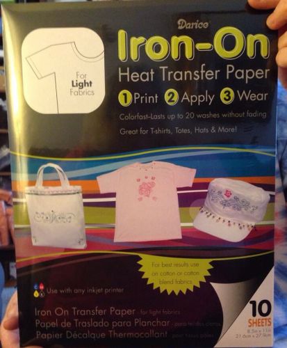 Iron On Transfer Paper Light Colors 10 Sheets. Ink Jet Printer Paper Easy.
