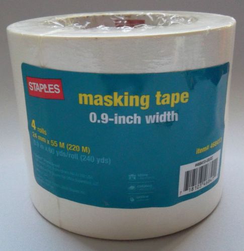 Masking Tape General Use 4-Pack 1&#034; x 60 Yard Rolls (240 Yards) Made in USA NIP
