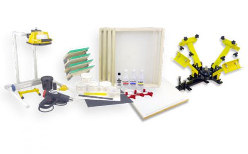 Screen printing press 4 color/1station, heat gun, exposure unit equipment kit for sale