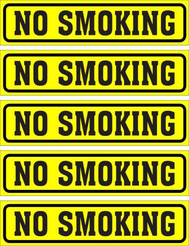 LOT OF 5 GLOSSY STICKERS, NO SMOKING, FOR INDOOR OR OUTDOOR USE