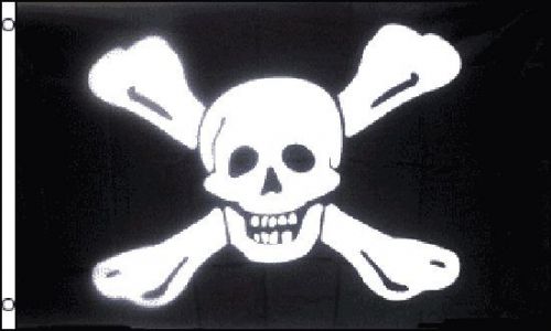 Richard Worley Large Bone Pirate Flag 3x 5&#039; Indoor Outdoor Deluxe Banner