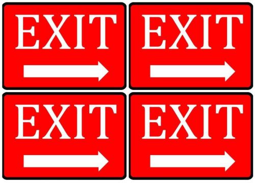 Exit Signs Arrow Pointing Right Red White &amp; Black Vinyl Business Company Sign 4x