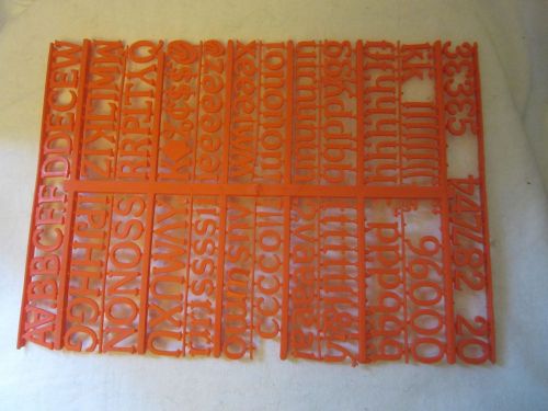 Orange plastic changeable 1/2&#034; to 1&#034; letters sign menu board retail business for sale