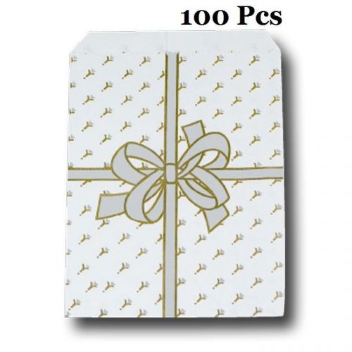 LOT OF 100 Pcs GIFT BAGS CLASSIC GIFT BAGS PAPER GIFT BAGS PARTY BAGS 7&#034;TALL