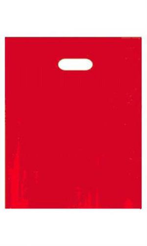 New 1000 Medium Red Low Density Merchandise Bag with die cut handles - 12&#034; x 15&#034;