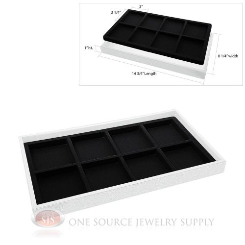 White Plastic Display Tray Black 8 Compartment Liner Insert Organizer Storage
