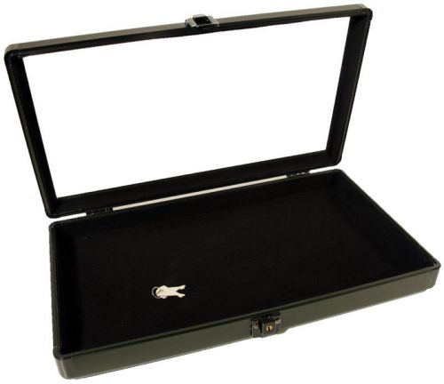 Black Aluminum Glass Top Display Storage Jewelry Case