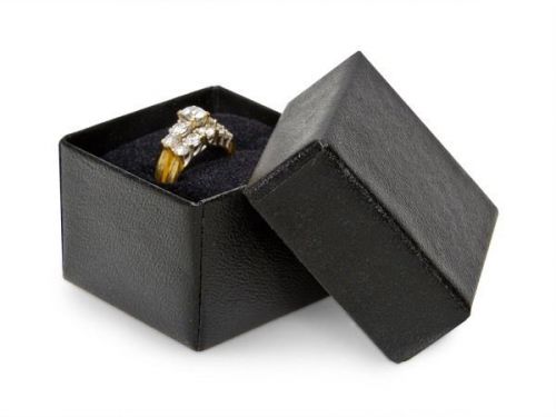 Black Embossed Ring Gift Box*Gold Or Silver Jewelry*Black Foam Insert*1 5/8&#034; Sq*