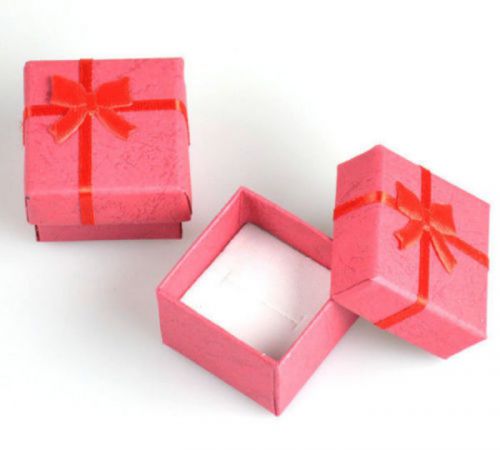 Wholesale lots 24pcs romantic red bowknot ring gift boxes jewelry supplies hot for sale