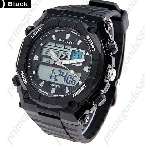 Waterproof Digital Analog Men&#039;s Wrist Quartz Wristwatch Free Shipping Black
