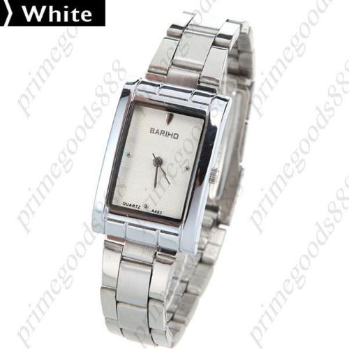Silver Rectangular Alloy Lady Ladies Wrist Quartz Wristwatch Women&#039;s White Face