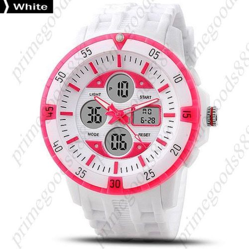 50 M Water Proof Analog Digital Date LED Wrist Sports Wristwatch Men&#039;s White