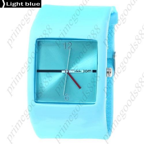 Jelly Rubber Band Quartz Analog Wrist Lady Ladies Wristwatch Women&#039;s Light Blue