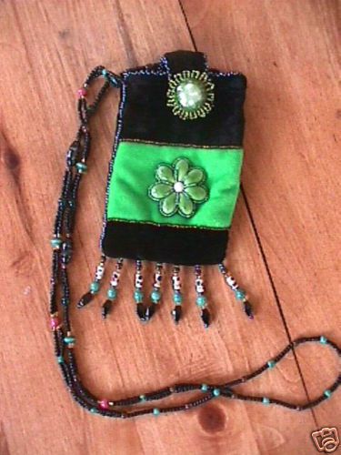 Southwestern Beaded Flower Pouch Cell phone Date Bag
