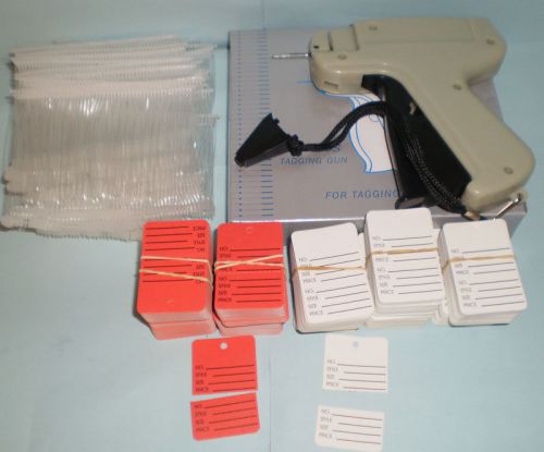 CLOTHES TAGGER TAGGING GUN + 1000 CLEAR BARBS + 500 SALE PRICE TAGS TICKETS