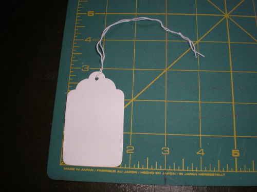100 Size 8 Price Tags with String - WHITE -  1-11/16&#034; x 2-3/4&#034;