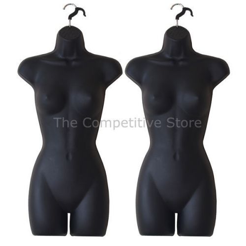 2 female dress black mannequin forms set - great for s-m clothing sizes for sale