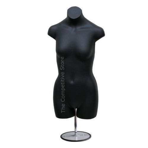 Teen Girl Dress Mannequin Form With Metal Base - For Girl Sizes 10-12 - Black