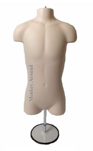 Nude Mannequin Kid Torso Body Dress Half Form Displays Stand Or Hanging Boy Girl