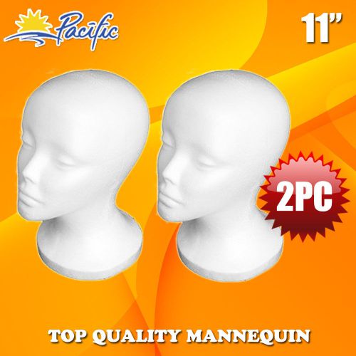 2 PC HALLOWEEN 11&#034; STYROFOAM FOAM MANNEQUIN MANIKIN head wig display hat glasses