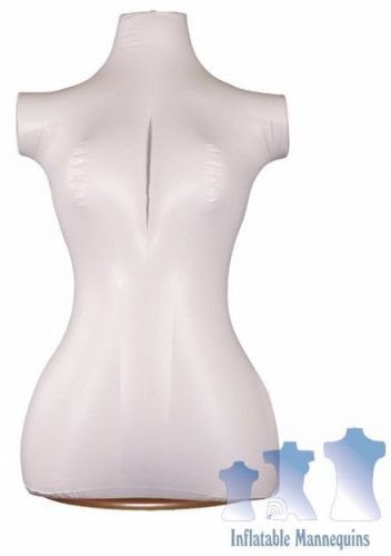 Inflatable Female Torso, Mid-Size, Ivory And Wood Table Top Stand, Brown