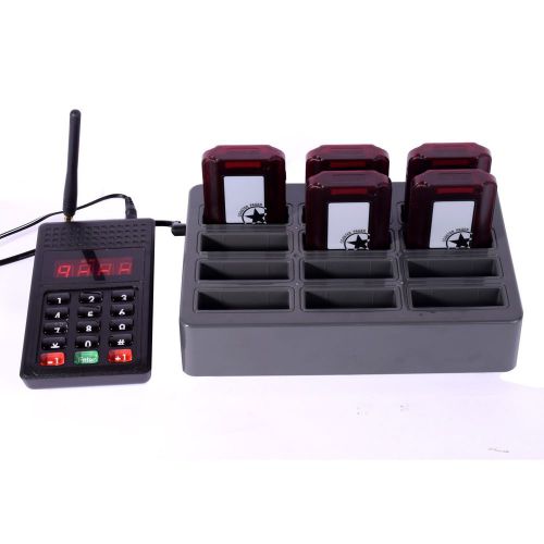 Wireless Pager Paging Guest Calling System Kit Alert 4 Pagers+1 Sender+1 Charger