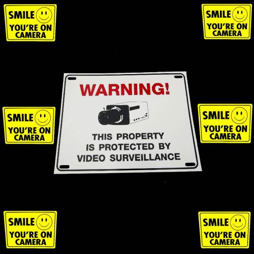 Lot of gas station pump store security video camera warning sign+stickers decals for sale