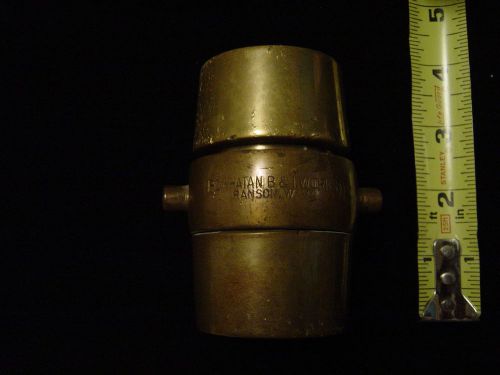 Vintage 2&#034; brass  hose coupling set - powhatan, b &amp; i works, ranson w.v. for sale