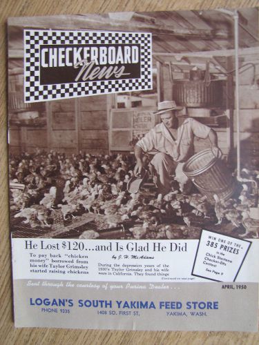 CHECKERBOARD News Magazine Ralston Purina Co. April 1950 LOGAN&#039;S FEED Yakima, WA