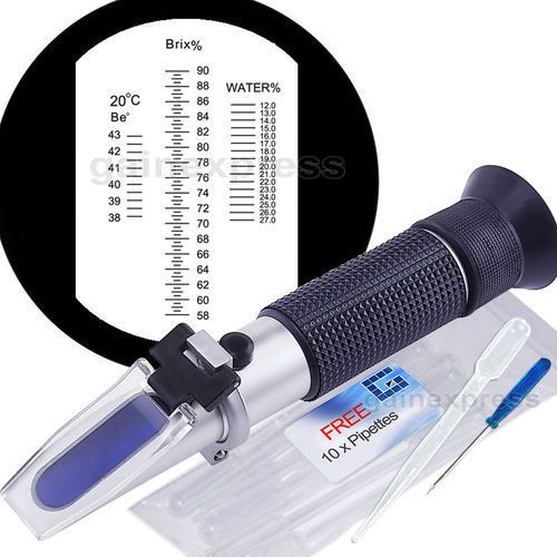 Portable honey refractometer tester bees beekeeping 58-90% brix baume with atc for sale