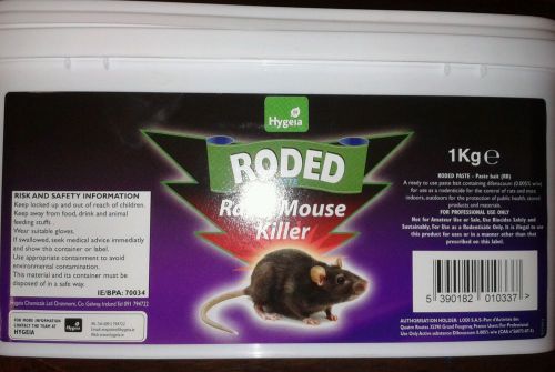 Rat Bait 1kg RODED Rat &amp; Mouse killer.  Pasta bait  vermin control poison