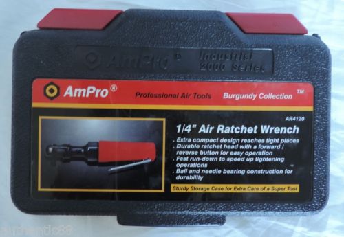Ampro AR4120 1/4-Inch Drive Professional Air Ratchet in Sturdy Storage Case