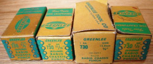 Greenlee Radio Chassis Punches 4 Pieces, (7/8, 11/16, 5/8 and 1/2)