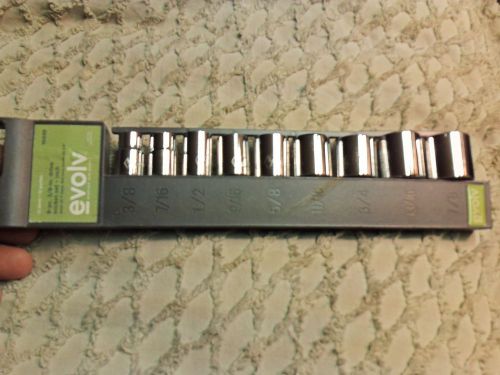 Sears craftsman evolv,9-pc,3/8&#034;drive 12 point sae shallow socket set 3/8 to 7/8 for sale