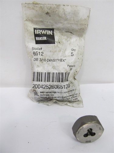 Irwin 6512, Die 3/16&#034;-24NS, 1&#034; Hex - 5 each