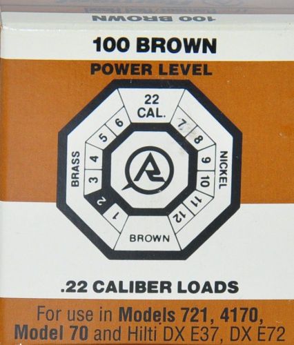 Ramset brown loads .22 cal single shot also fits hilti, simpson, powers 10 boxes for sale