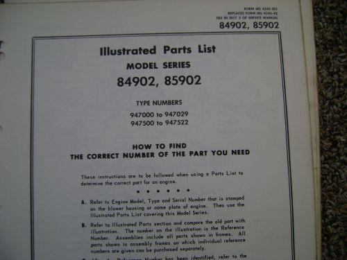 briggs and stratton parts list model series 84902 to 85902