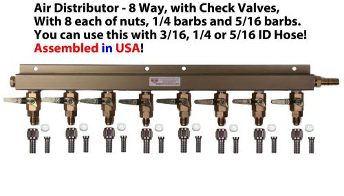 8 way co2 manifold air distributor draft beer mfl check valves (ad108ebay) for sale