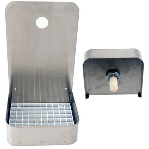 6&#034; Wall Mount Drip Tray (Tall) - Stainless Steel with Drain - Draft Beer Spills