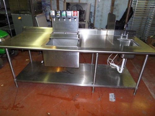 Restaurant Bar Beverage Station 5 Head Soda Dispenser Ice Box Stainless Sink