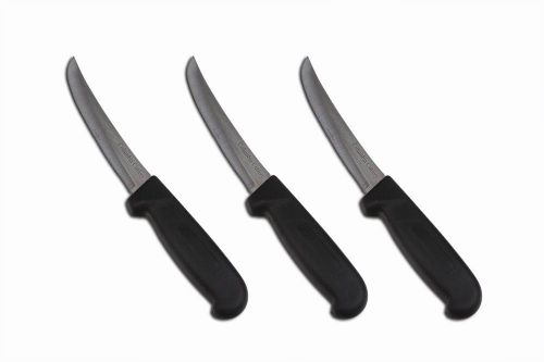 3 columbia cutlery 6&#034; curved &amp; stiff  black boning/fillet knives - new &amp; sharp!! for sale