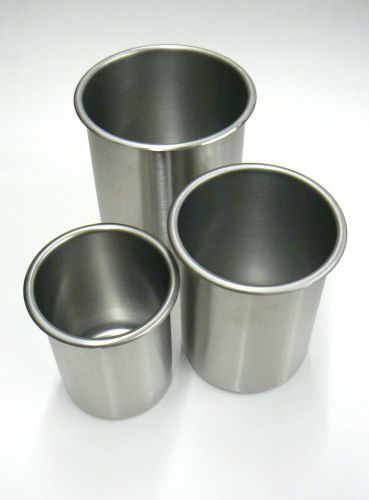 STAINLESS BAIN MARIE POTS SET 3 SIZES STAINLESS STEEL BEAKERS CONTAINERS POTS